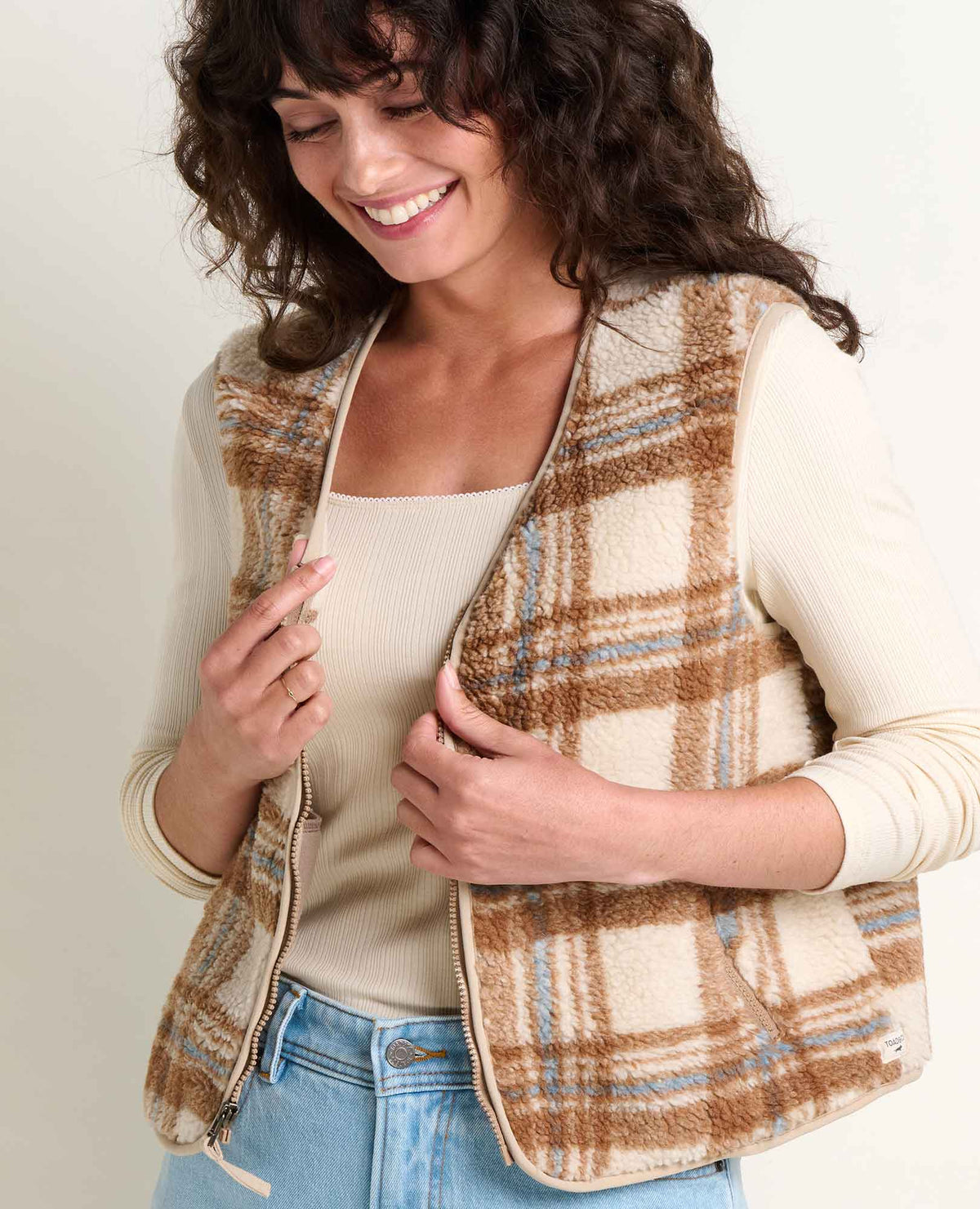 Sespe Sherpa Vest Limestone Pattern | Toad&Co Women