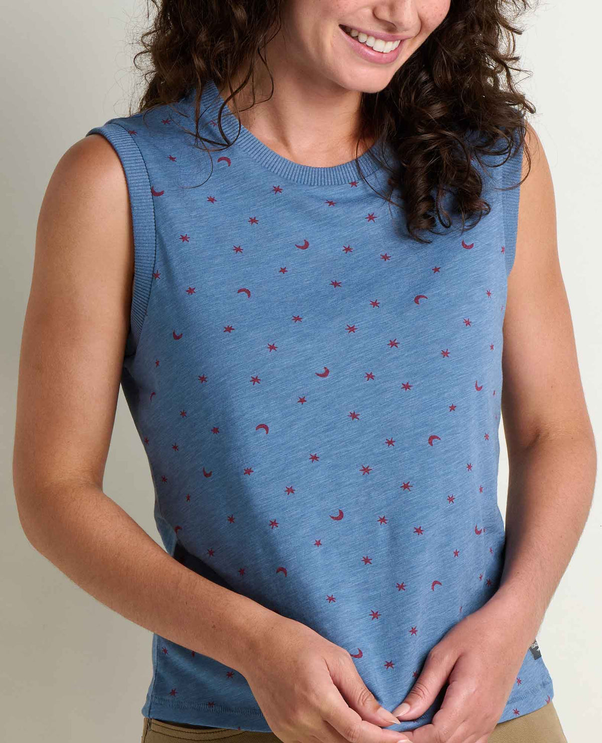 Boundless Jersey Tank - Eco-Friendly Water-Resistant Jersey Tank Pacific Blue Print | Toad&Co Women