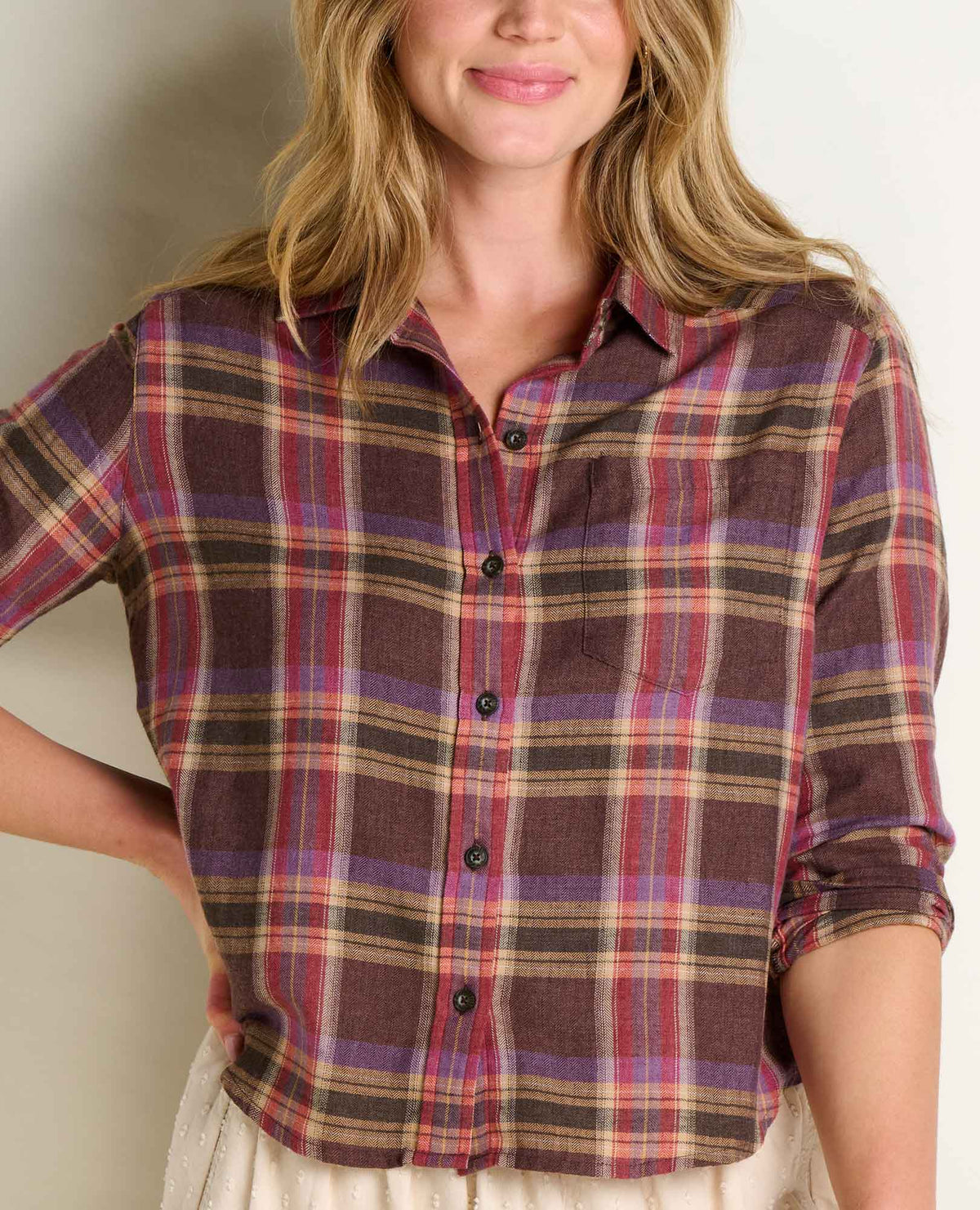 Re-Form Boxy Flannel Shirt Carob Pattern | Toad&Co Women