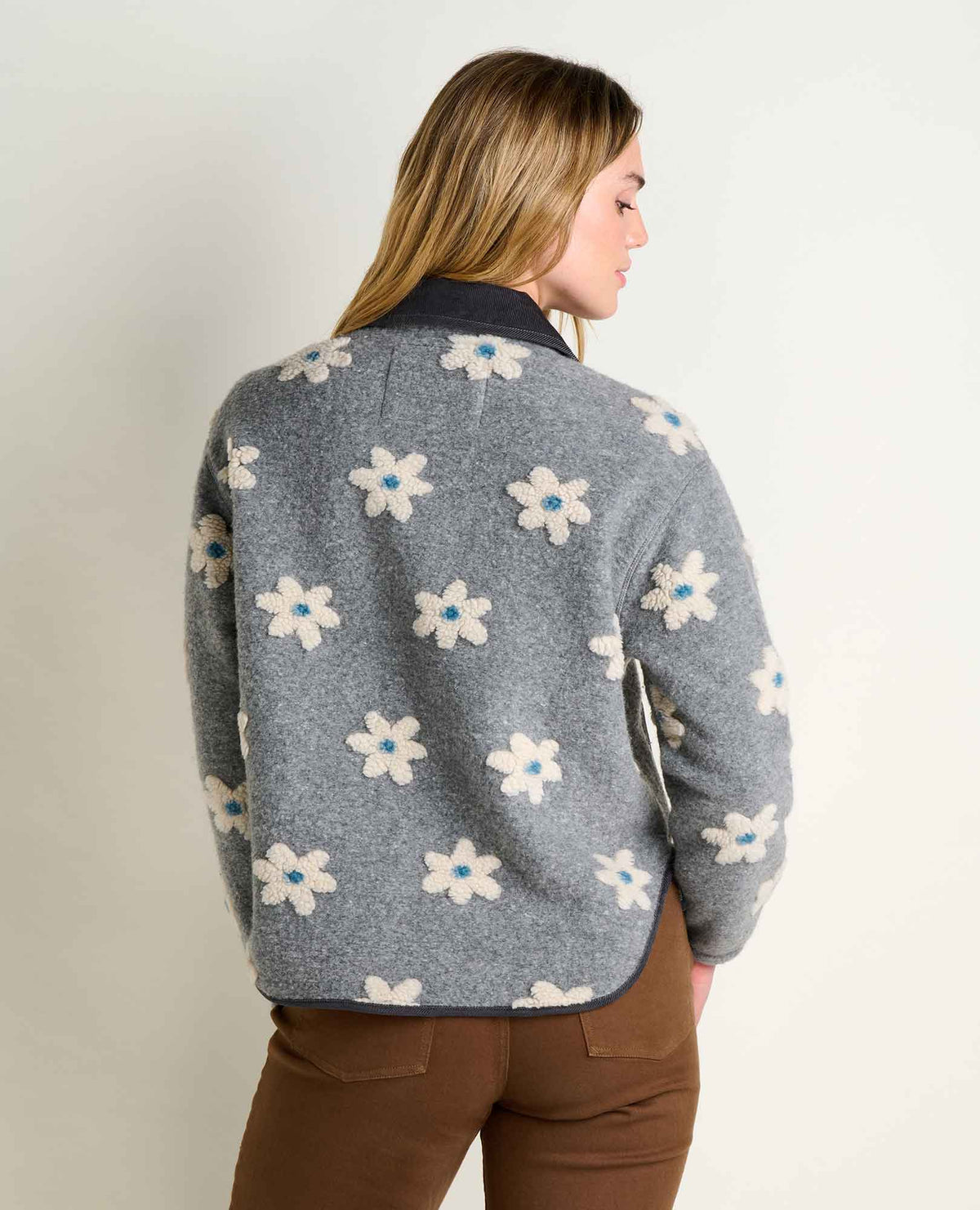 Women's Recycled Sherpa Jacket - Sustainable Warmth Heather Grey Pattern | Toad&Co Women
