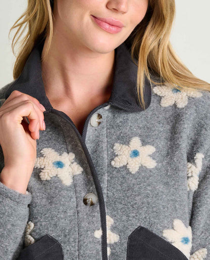 Women's Recycled Sherpa Jacket - Sustainable Warmth Heather Grey Pattern | Toad&Co Women