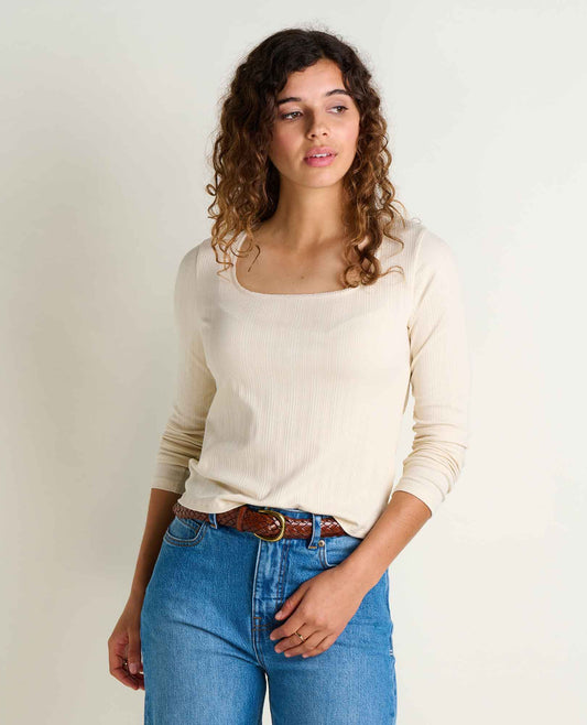 Rosalie Long Sleeve Square Neck Tee Almond Texture | Toad&Co Women