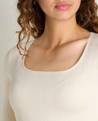 Rosalie Long Sleeve Square Neck Tee Almond Texture | Toad&Co Women