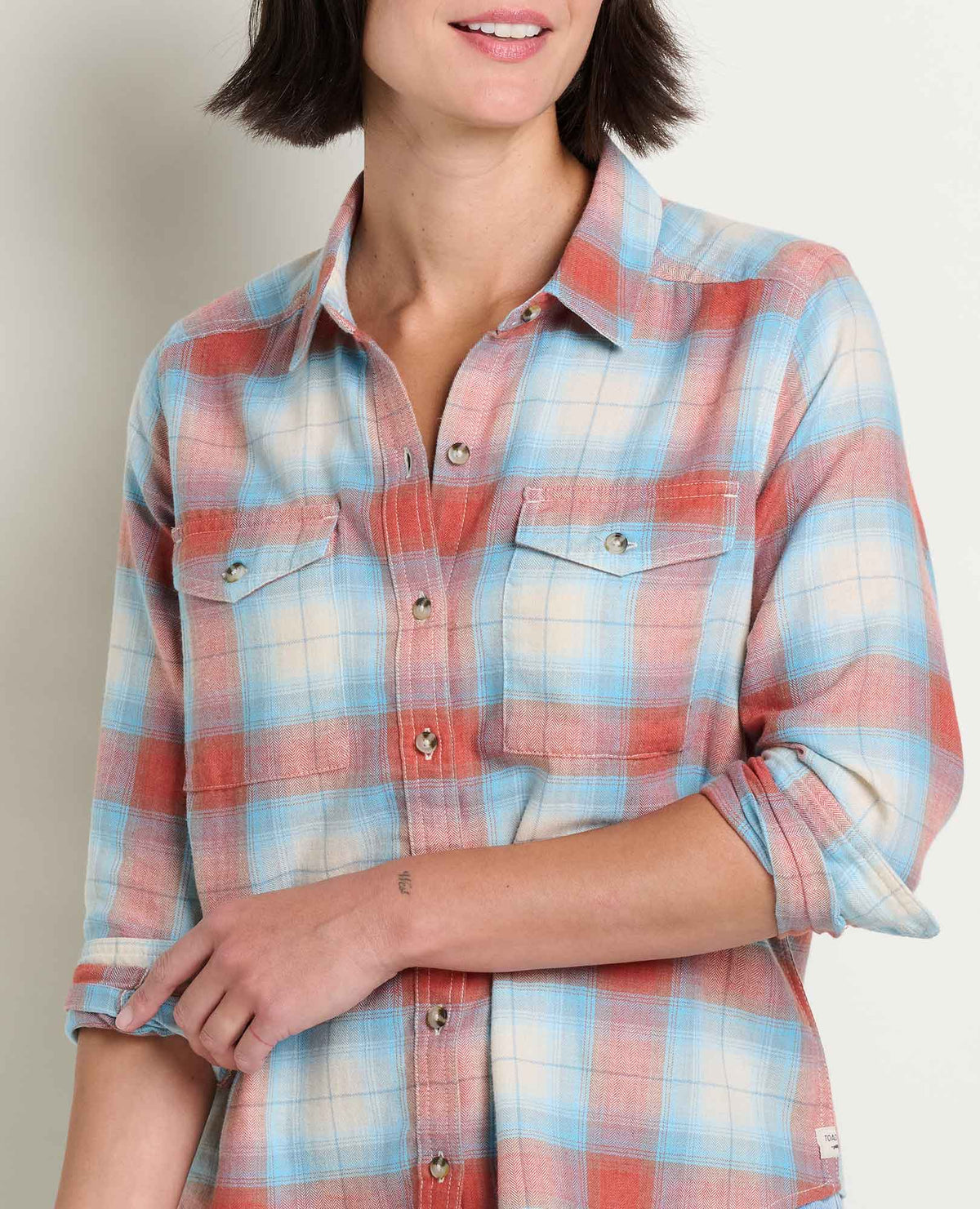 Re-Form Flannel Shirt Almond Pattern | Toad&Co Women