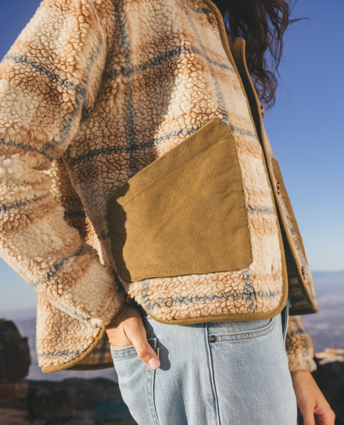 Women's Recycled Sherpa Jacket - Sustainable Warmth Limestone Pattern | Toad&Co Women