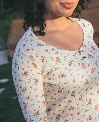 Foothill Pointelle Henley Tee Salt Ditsy Print | Toad&Co Women