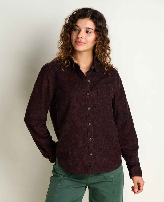 Cattail Corduroy Long Sleeve Shirt Carob Floral Print | Toad&Co Women