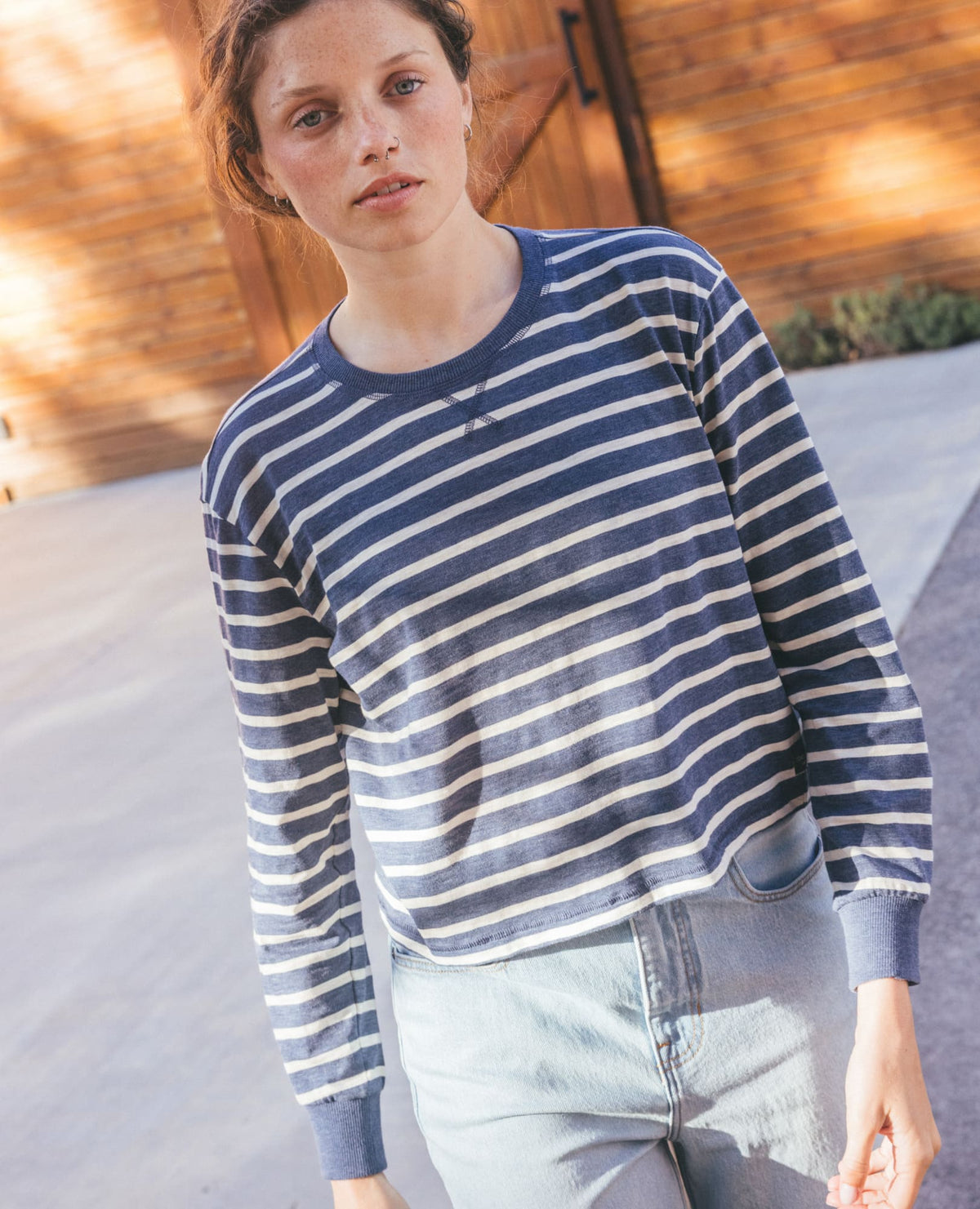 Buttery Soft Long Sleeve Tee - Organic Cotton Blend Canal Pattern | Toad&Co Women