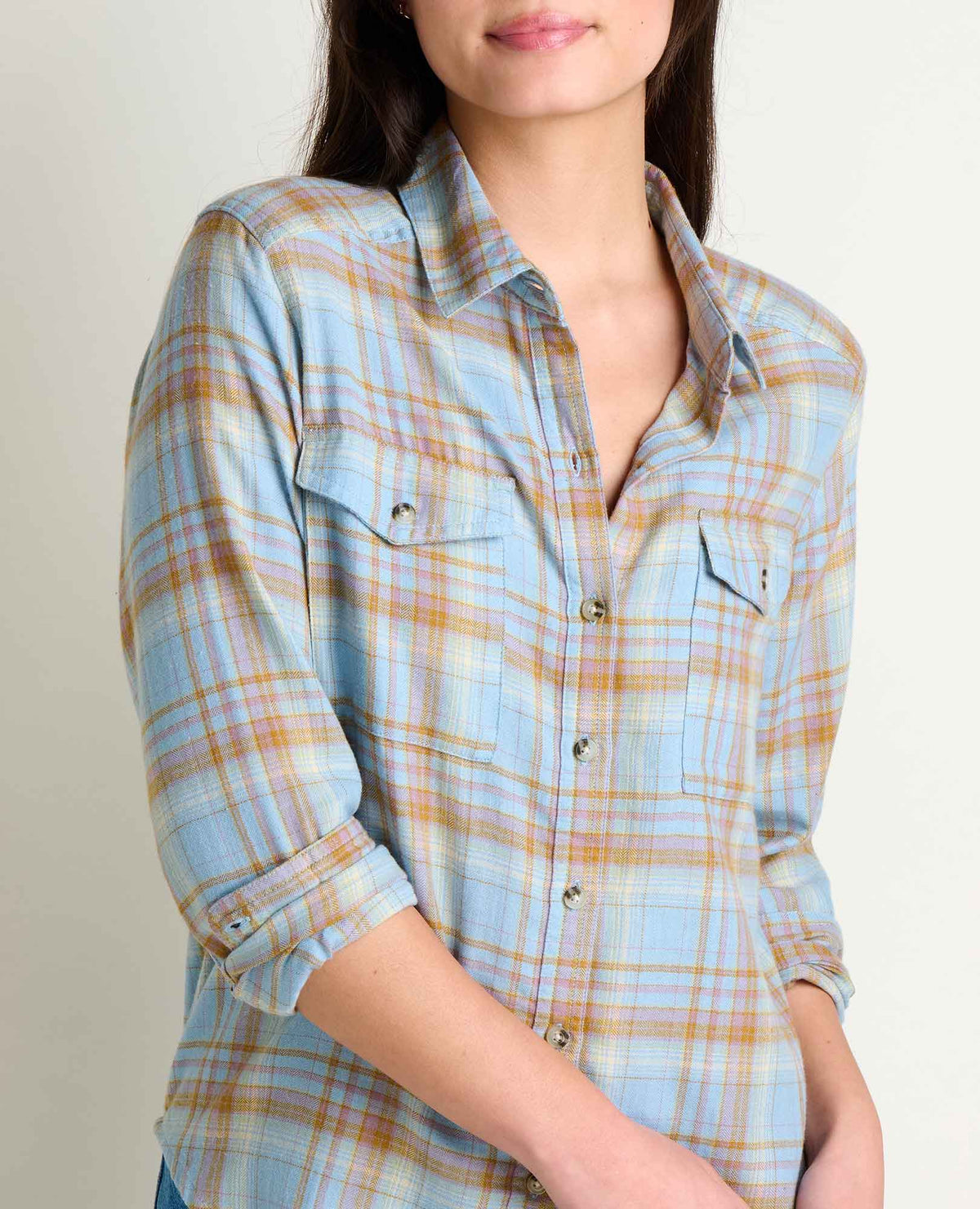 Re-Form Flannel Shirt Weathered Blue Pattern | Toad&Co Women