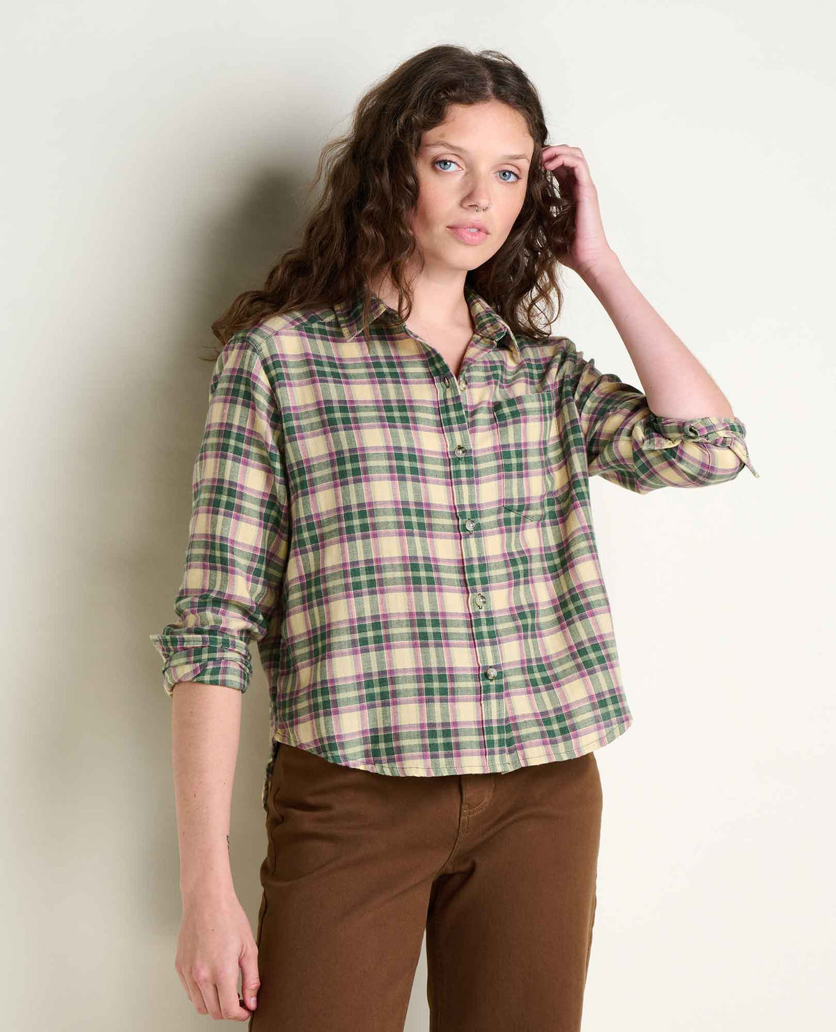 Re-Form Boxy Flannel Shirt Cilantro Pattern | Toad&Co Women