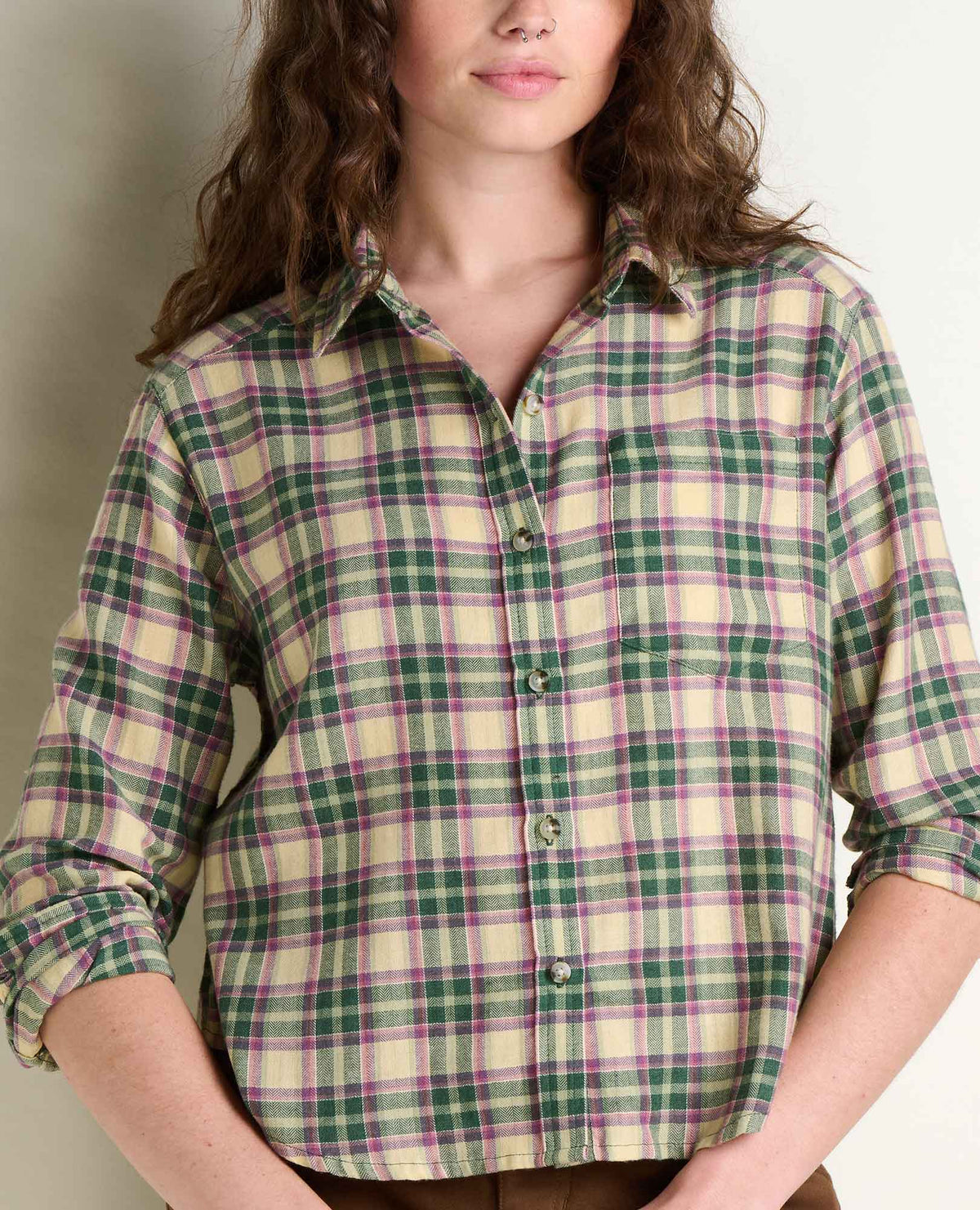 Re-Form Boxy Flannel Shirt Cilantro Pattern | Toad&Co Women