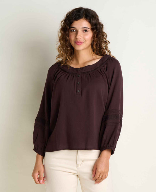 Manzana Peasant Long Sleeve Shirt Carob | Toad&Co Women