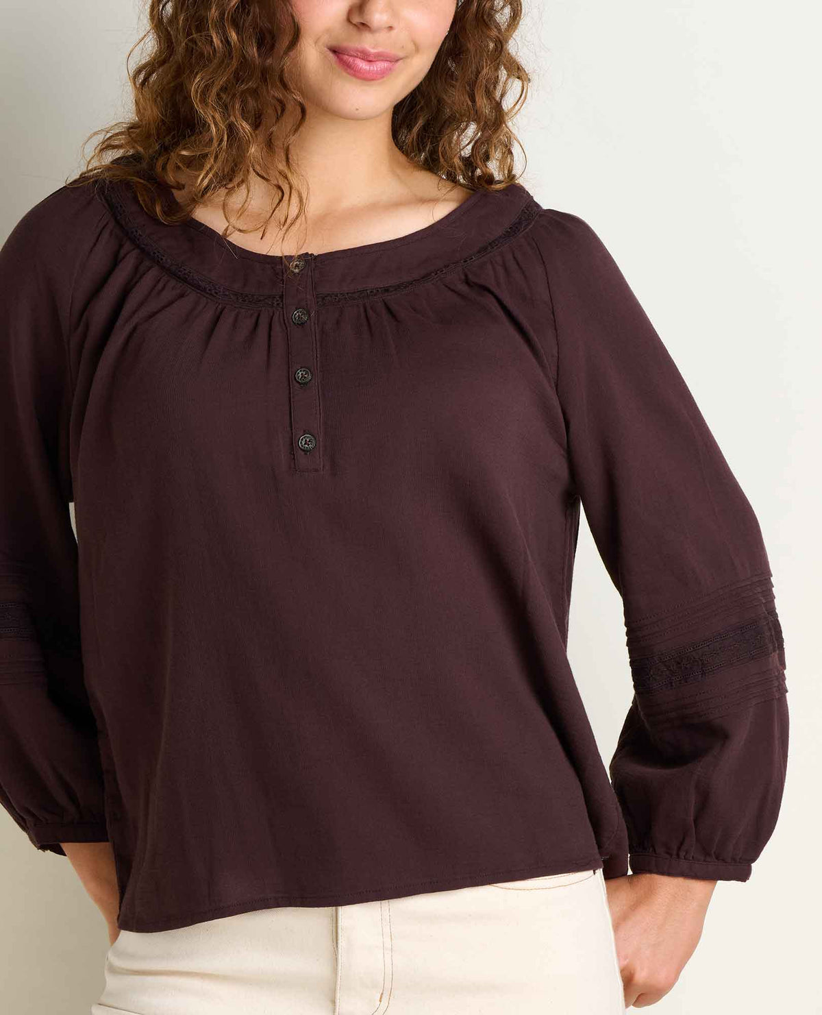Manzana Peasant Long Sleeve Shirt Carob | Toad&Co Women