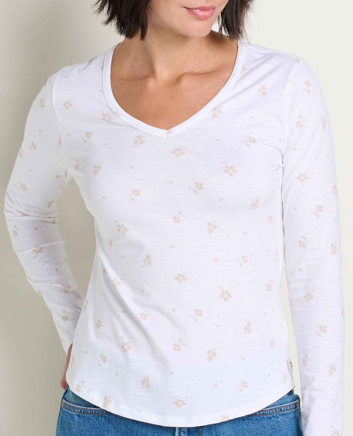 Marley Sustainable Long Sleeve T-Shirt - by Toad&Co True White Print | Toad&Co Women