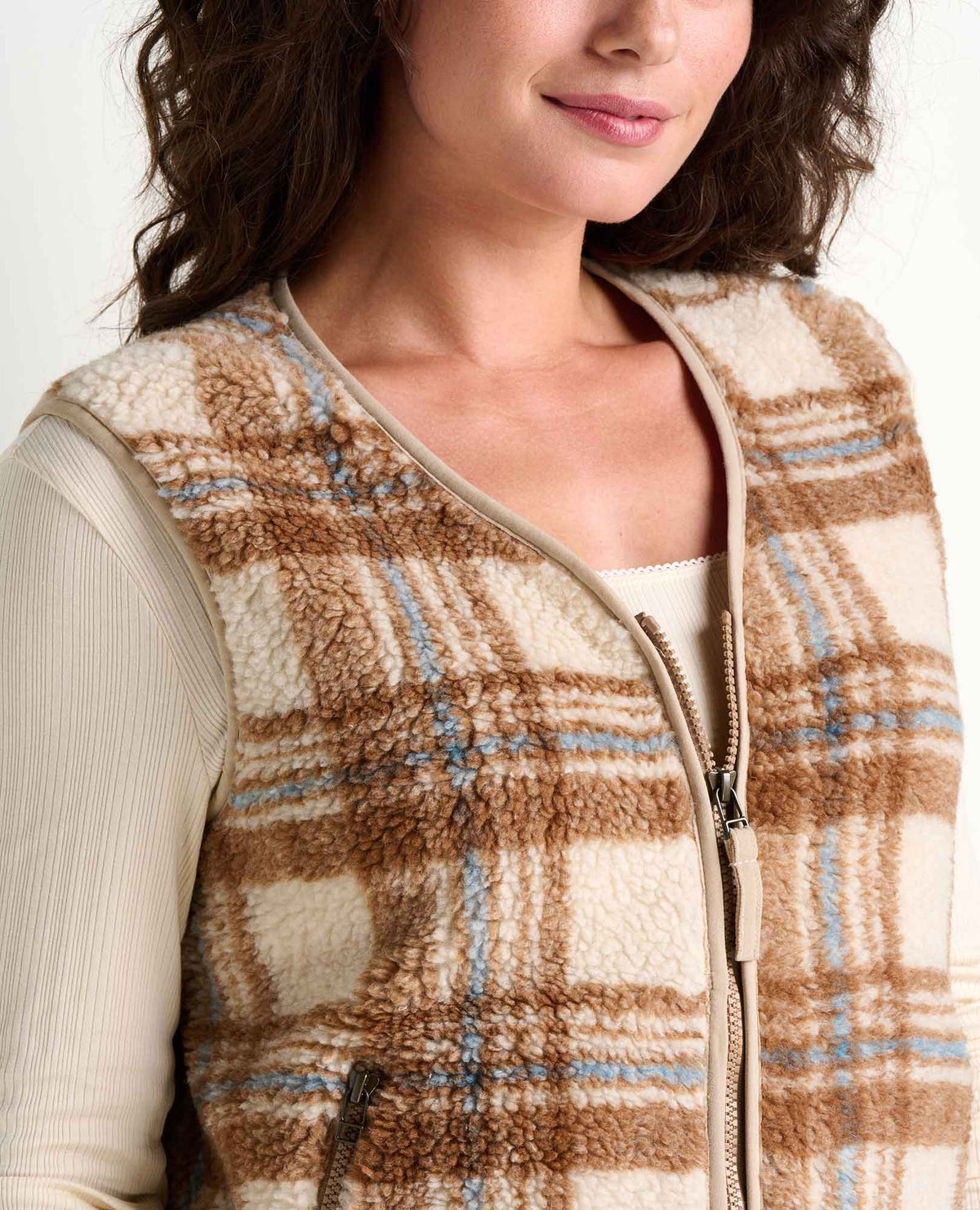 Sespe Sherpa Vest Limestone Pattern | Toad&Co Women