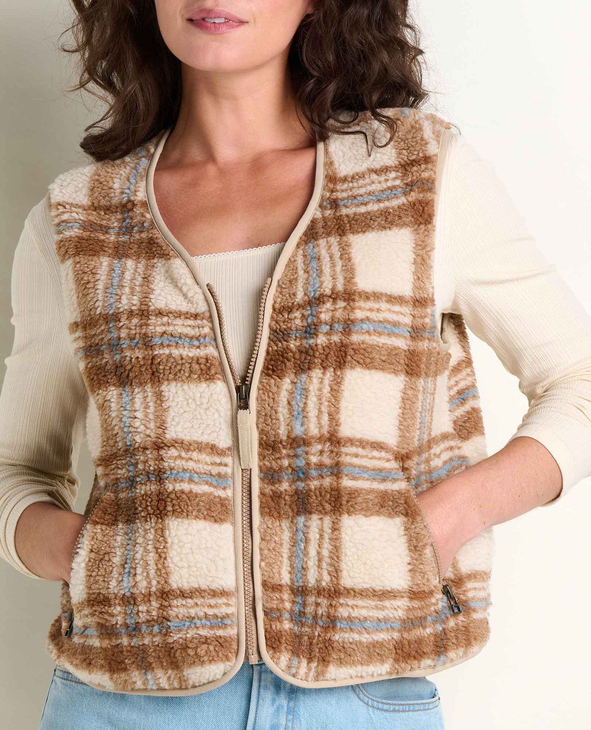 Sespe Sherpa Vest Limestone Pattern | Toad&Co Women