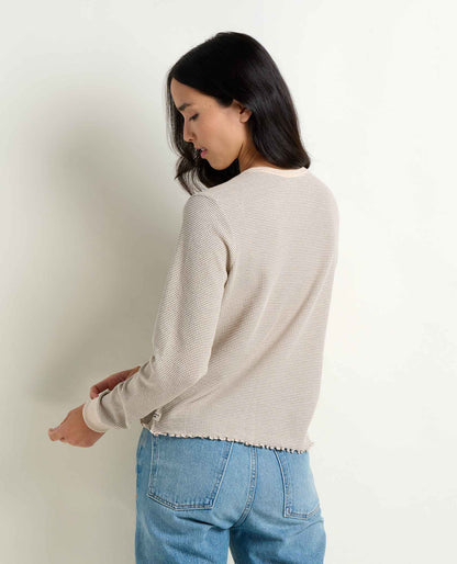 Soft Waffle Knit Crew Tee - Organic Cotton Blend Heather Grey Stripe | Toad&Co Women