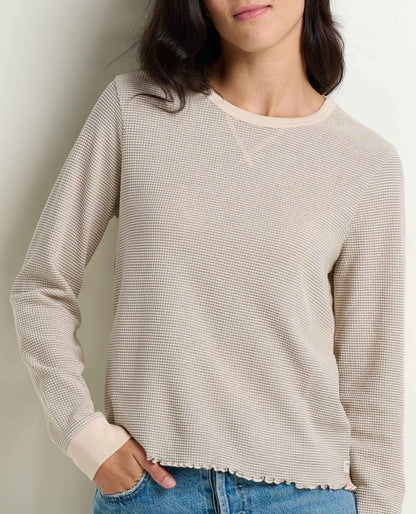 Soft Waffle Knit Crew Tee - Organic Cotton Blend Heather Grey Stripe | Toad&Co Women