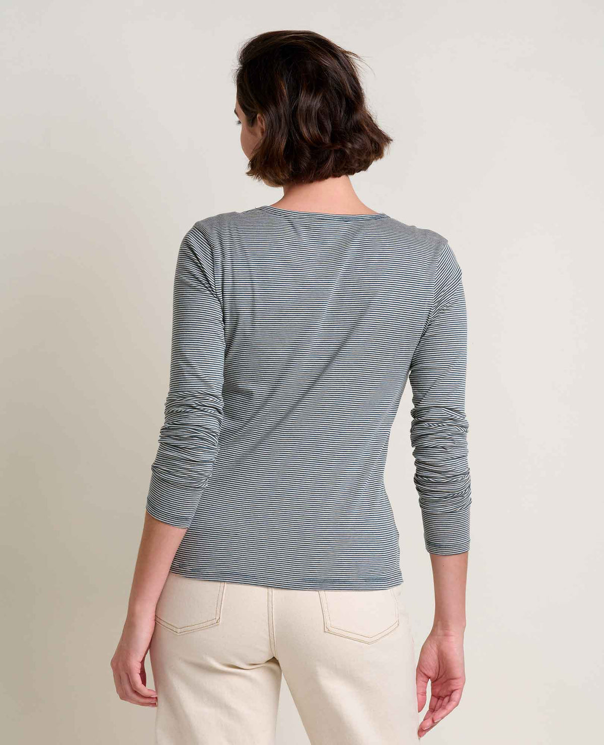 Rose Organic Cotton Long Sleeve T-Shirt - by Toad&Co Oatmeal Micro Stripe | Toad&Co Women