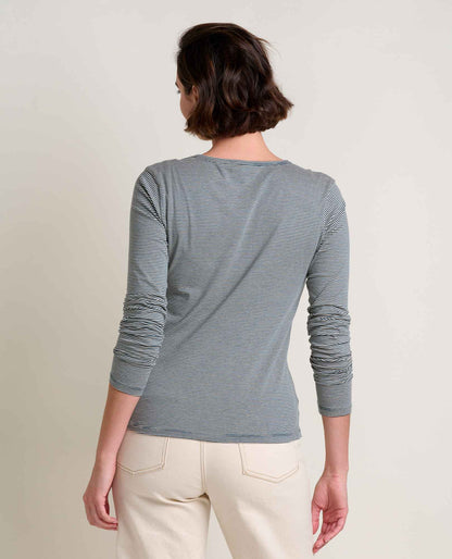 Rose Organic Cotton Long Sleeve T-Shirt - by Toad&Co Oatmeal Micro Stripe | Toad&Co Women