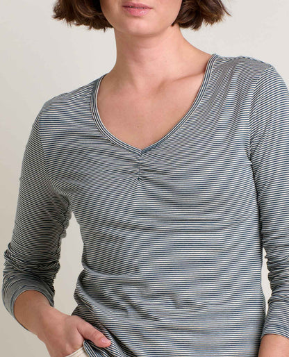 Rose Organic Cotton Long Sleeve T-Shirt - by Toad&Co Oatmeal Micro Stripe | Toad&Co Women
