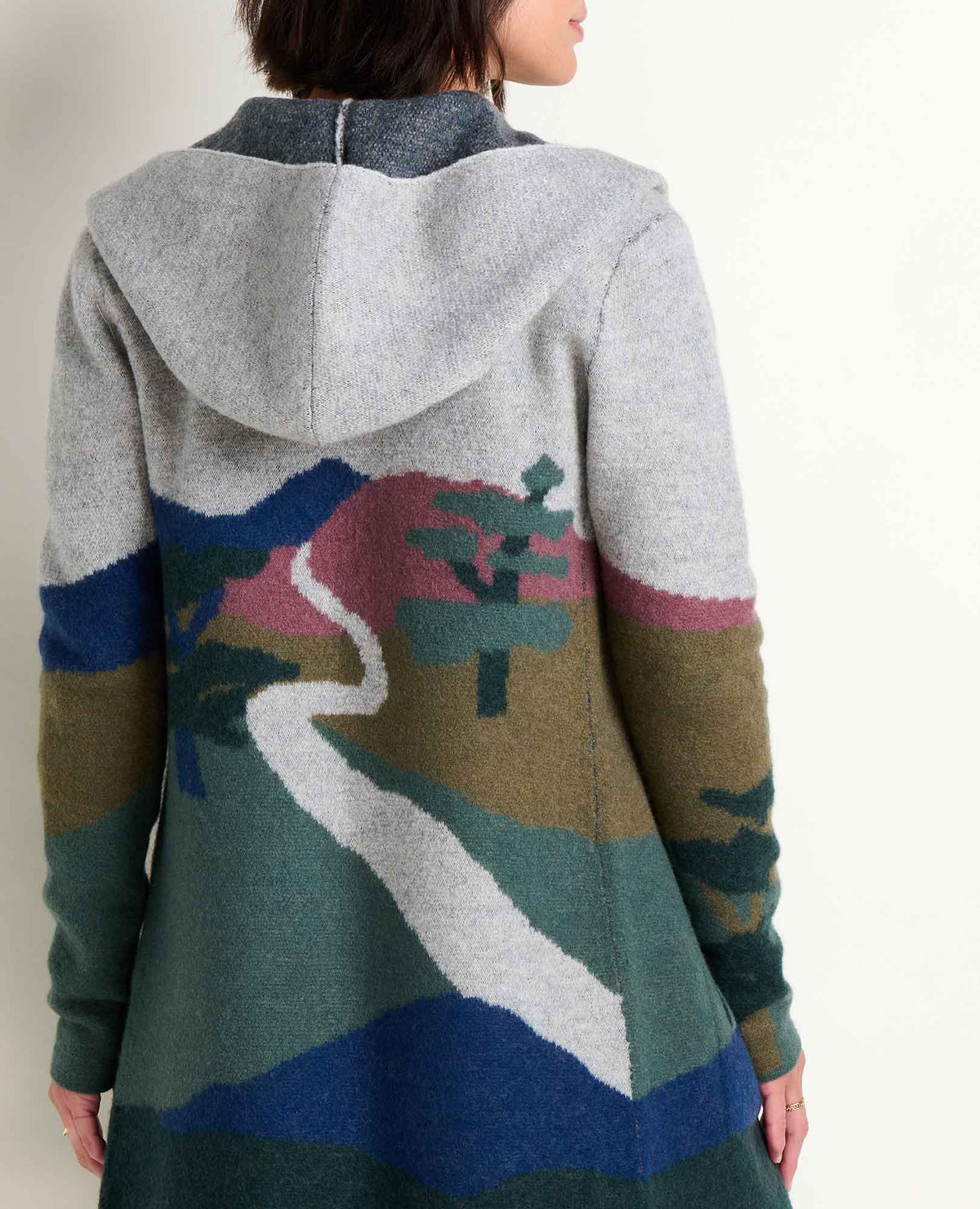 Heartfelt Merino Wool Open Front Cardigan Hoodie Pelican Pattern | Toad&Co Women