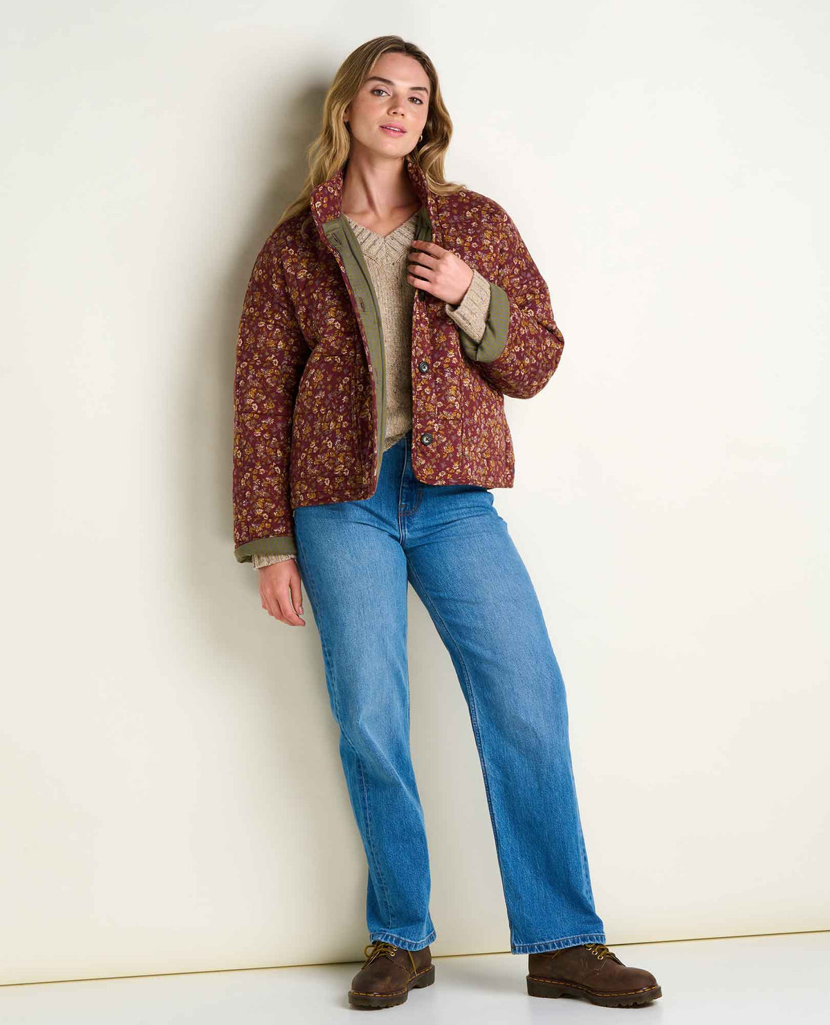 Organic Cotton Quilted Jacket with Recycled Insulation Malbec Print | Toad&Co Women