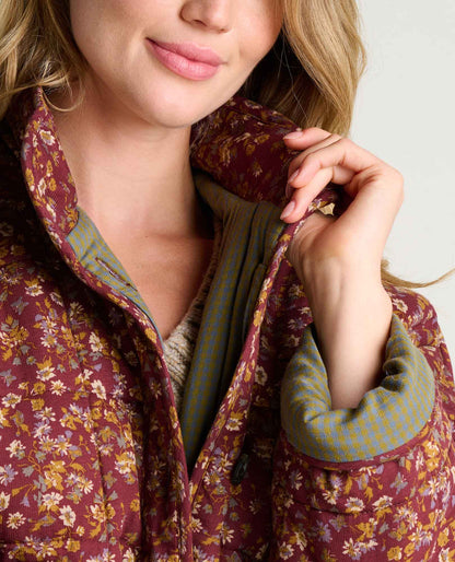Organic Cotton Quilted Jacket with Recycled Insulation Malbec Print | Toad&Co Women