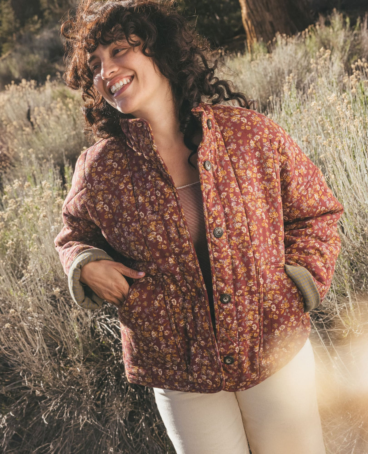 Organic Cotton Quilted Jacket with Recycled Insulation Malbec Print | Toad&Co Women