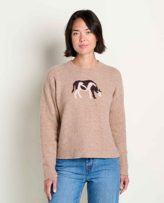 Women's Wasatch Crewneck Wool Sweater - Soft, Never Itchy Cattail Jacquard Pattern | Toad&Co Women