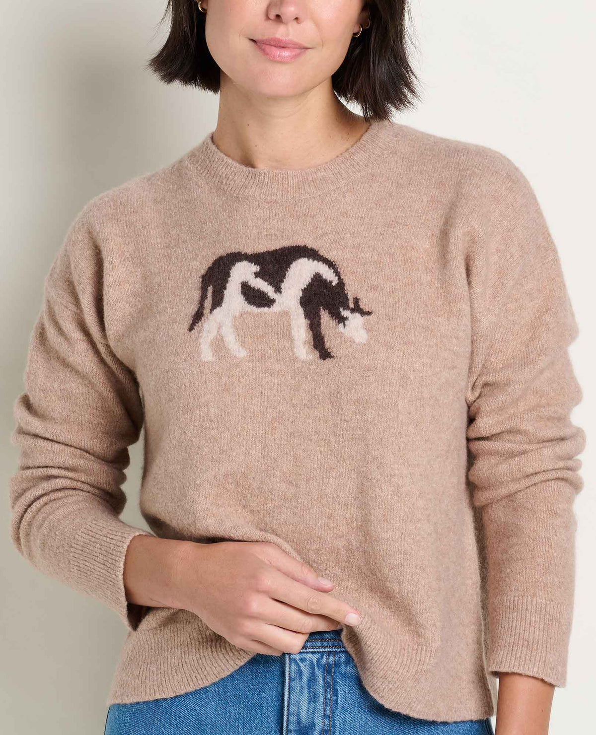 Women's Wasatch Crewneck Wool Sweater - Soft, Never Itchy Cattail Jacquard Pattern | Toad&Co Women