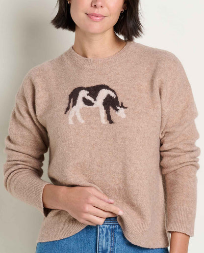 Women's Wasatch Crewneck Wool Sweater - Soft, Never Itchy Cattail Jacquard Pattern | Toad&Co Women