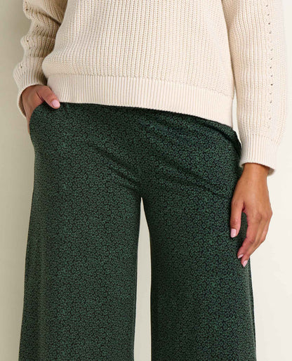 Chaka Wide Leg Pull On Lounge Pant - Versatile & Cozy Cilantro Ditsy Print | Toad&Co Women