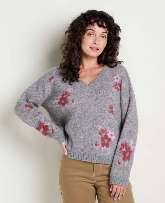 Women's Toddy Alpaca Merino V-Neck Sweater - Cozy & Soft Soot Pattern | Toad&Co Women