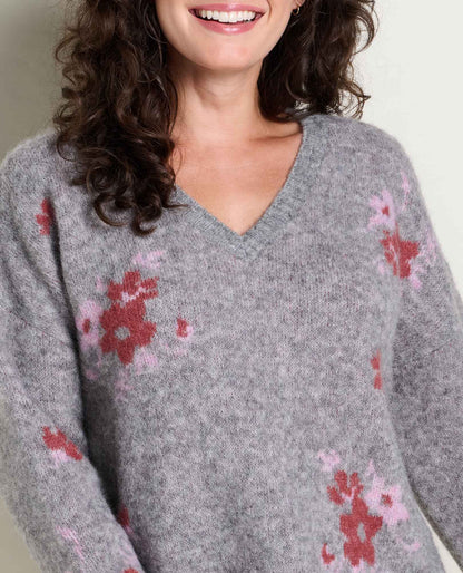 Women's Toddy Alpaca Merino V-Neck Sweater - Cozy & Soft Soot Pattern | Toad&Co Women