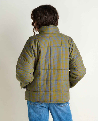 Organic Cotton Quilted Jacket with Recycled Insulation Green Moss Pattern | Toad&Co Women