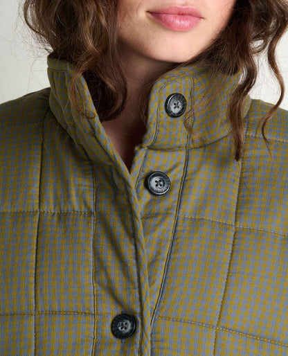 Organic Cotton Quilted Jacket with Recycled Insulation Green Moss Pattern | Toad&Co Women