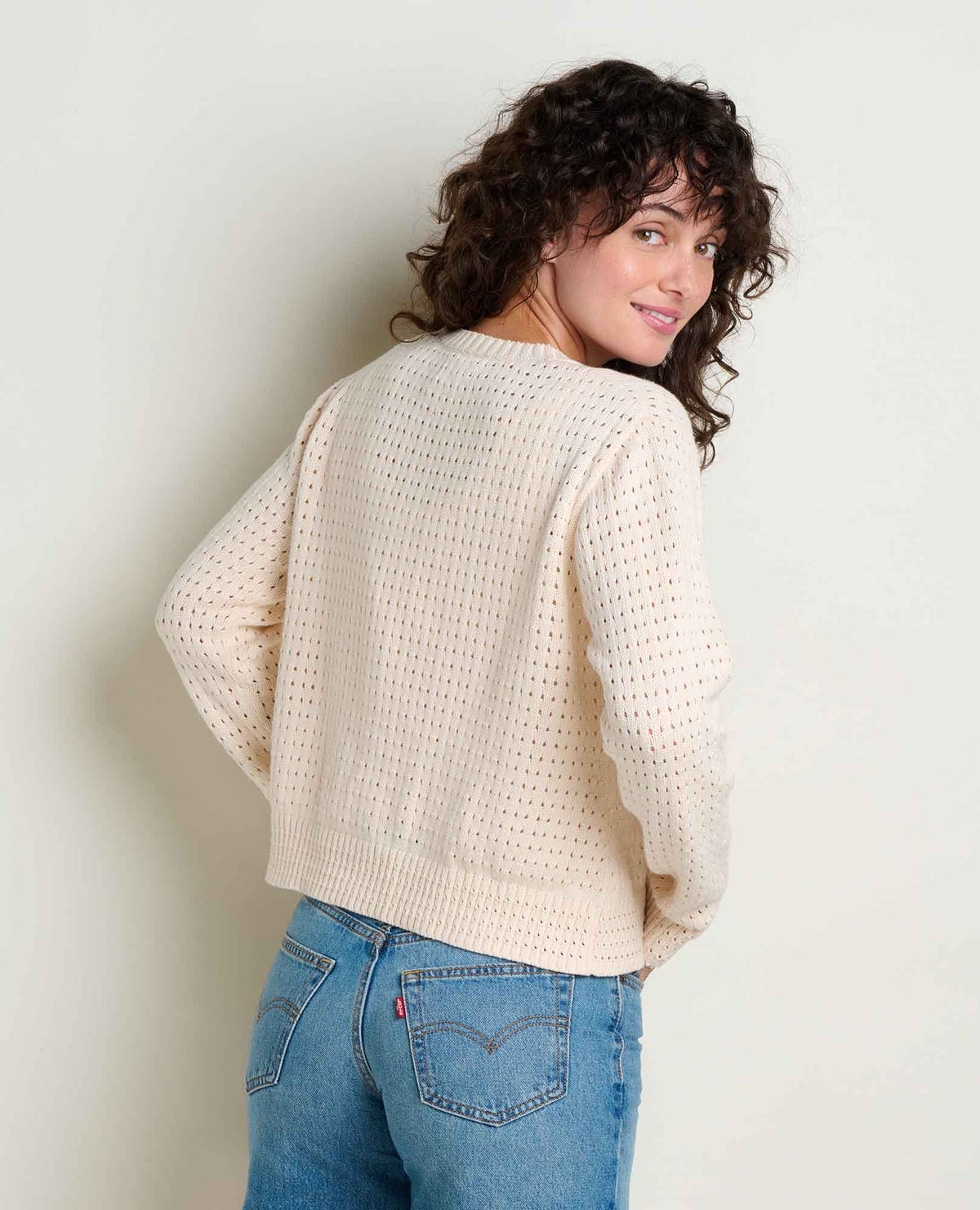 Bianca Pointelle Cardigan - Recycled Cotton Knit Sweater Salt | Toad&Co Women