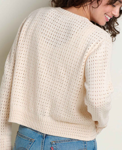 Bianca Pointelle Cardigan - Recycled Cotton Knit Sweater Salt | Toad&Co Women