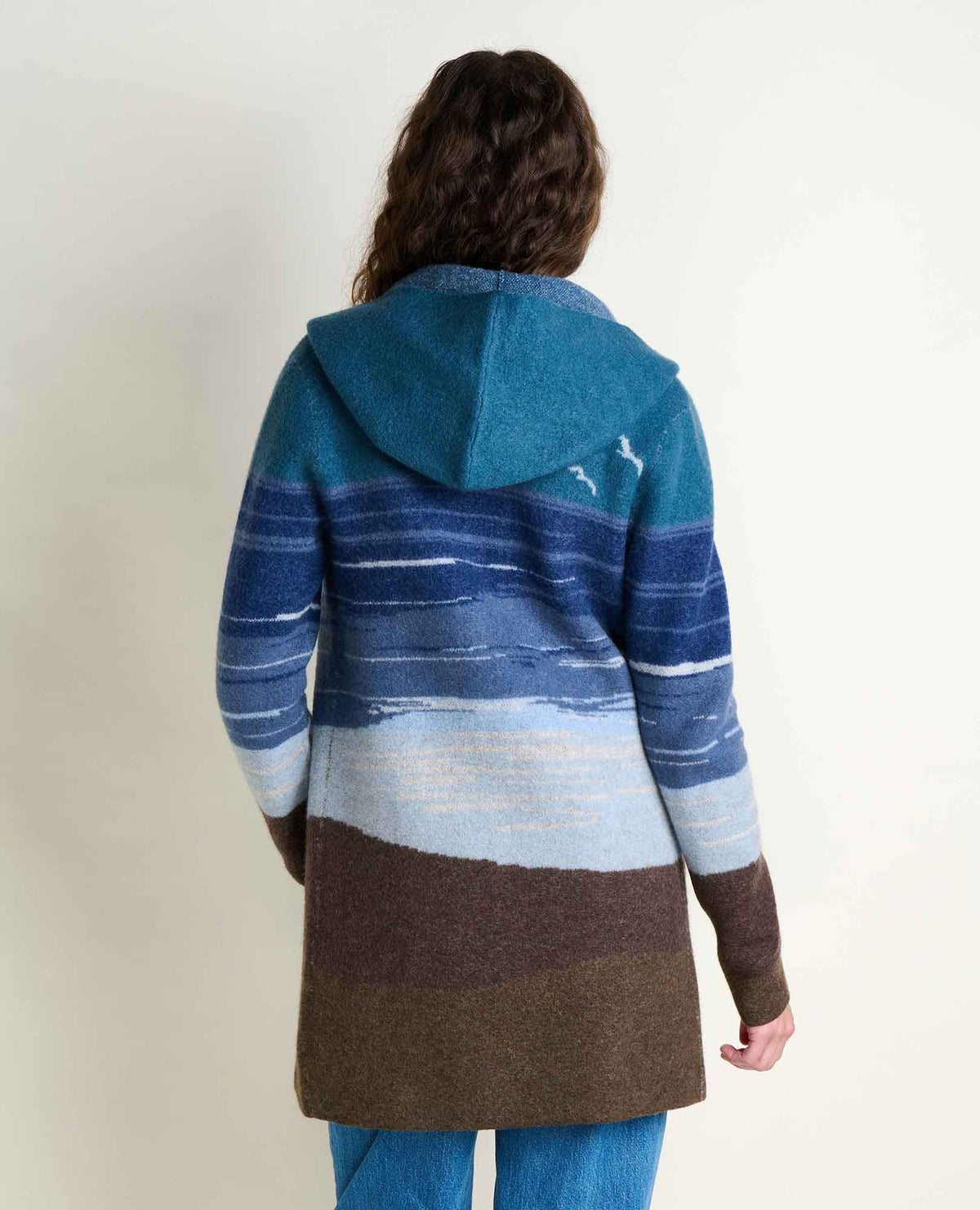 Heartfelt Merino Wool Open Front Cardigan Hoodie Twilight Pattern | Toad&Co Women