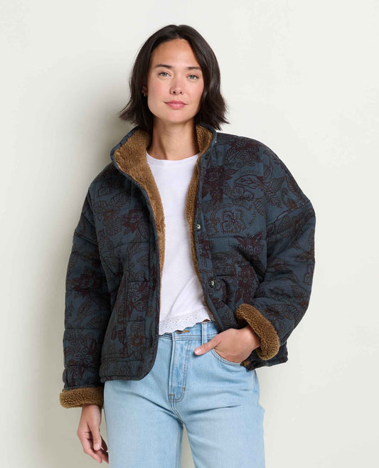 Manzana Sherpa-Lined Quilted Jacket Midnight Floral Print | Toad&Co Women