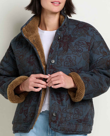 Manzana Sherpa-Lined Quilted Jacket Midnight Floral Print | Toad&Co Women