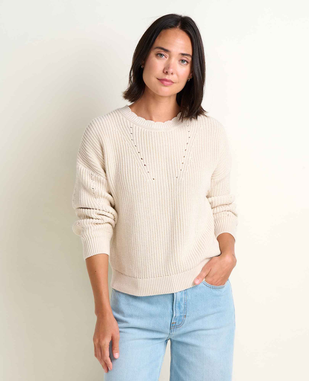 Bianca Shaker Crew Sweater Salt | Toad&Co Women