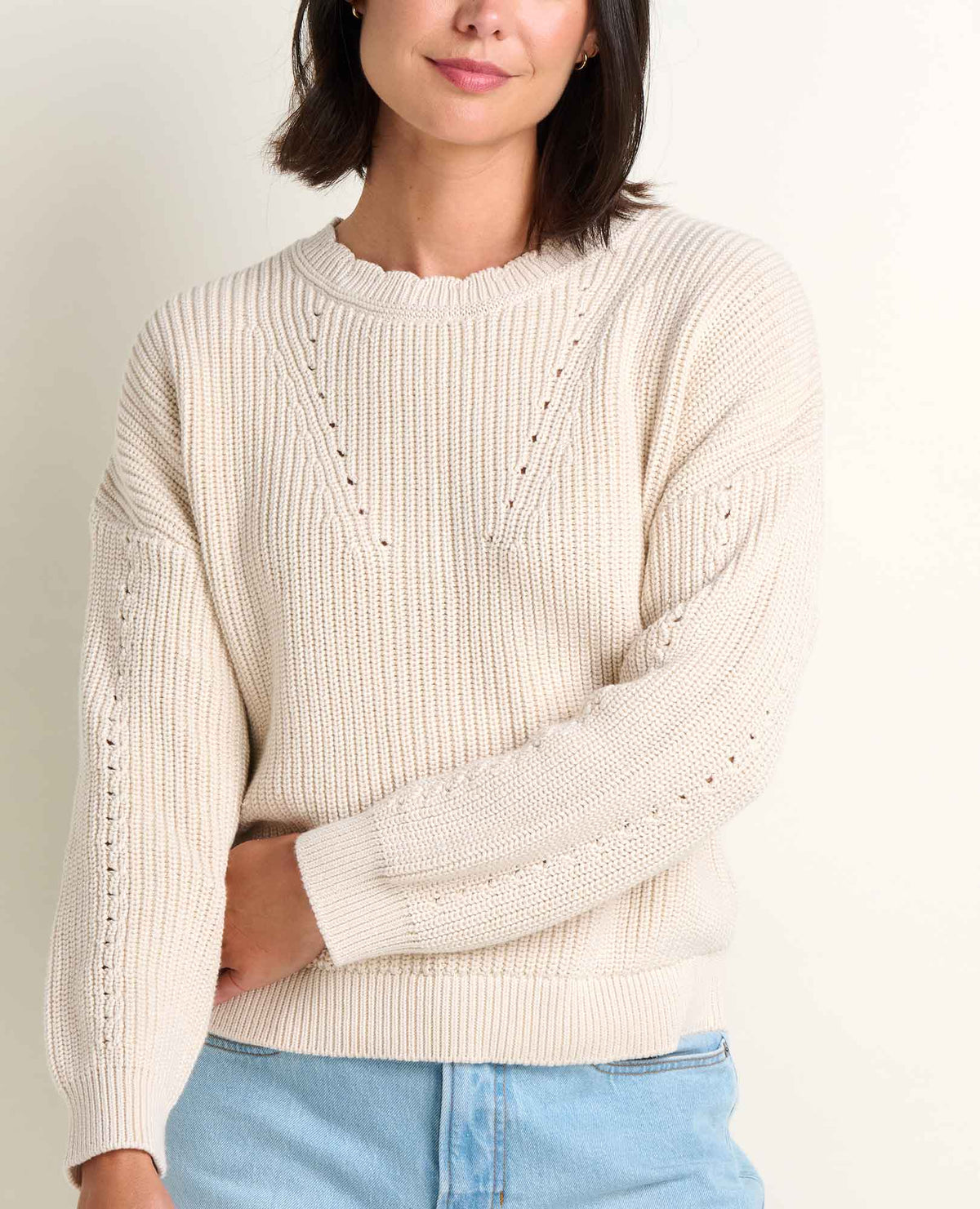 Bianca Shaker Crew Sweater Salt | Toad&Co Women