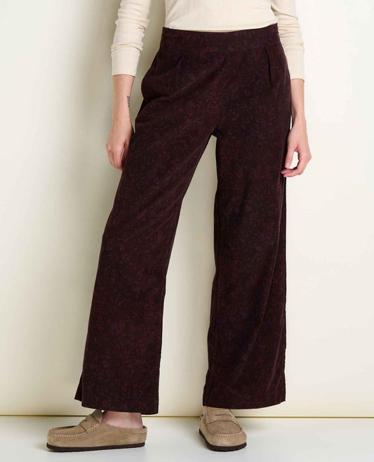 Cattail Corduroy Wide Leg Pant Carob Floral Print | Toad&Co Women