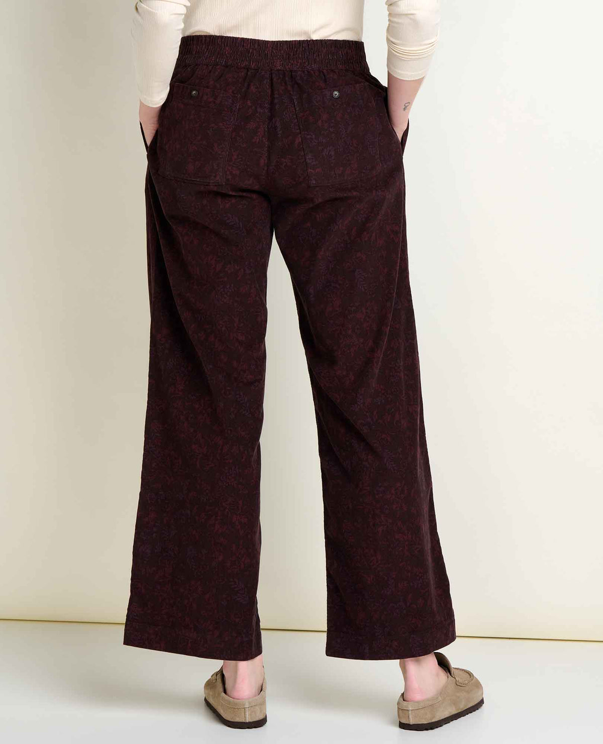 Cattail Corduroy Wide Leg Pant Carob Floral Print | Toad&Co Women