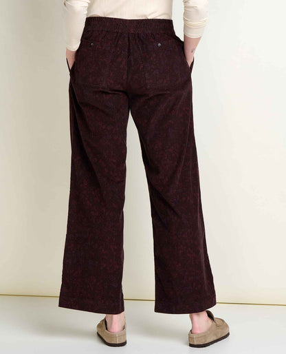 Cattail Corduroy Wide Leg Pant Carob Floral Print | Toad&Co Women
