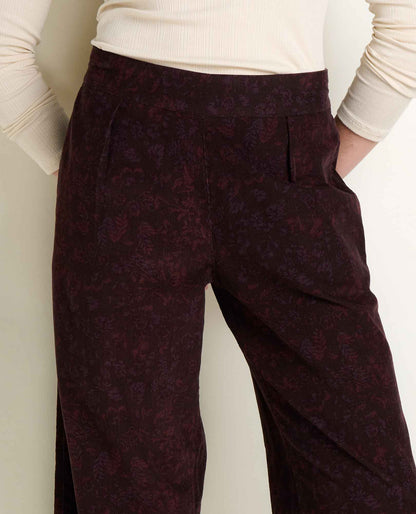 Cattail Corduroy Wide Leg Pant Carob Floral Print | Toad&Co Women