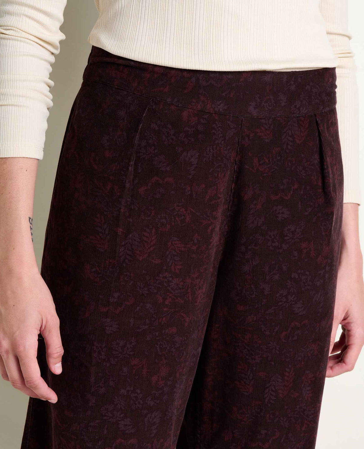 Cattail Corduroy Wide Leg Pant Carob Floral Print | Toad&Co Women