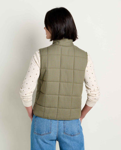 Manzana Quilted Vest Green Moss Pattern | Toad&Co Women